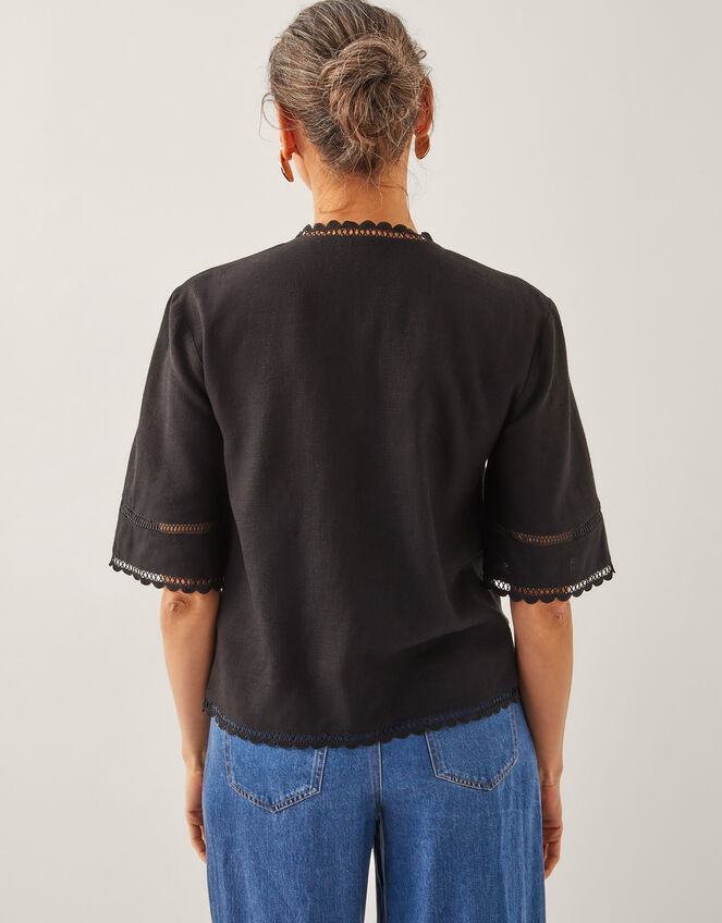 Hayley Lace Tie Top, Black (BLACK), large