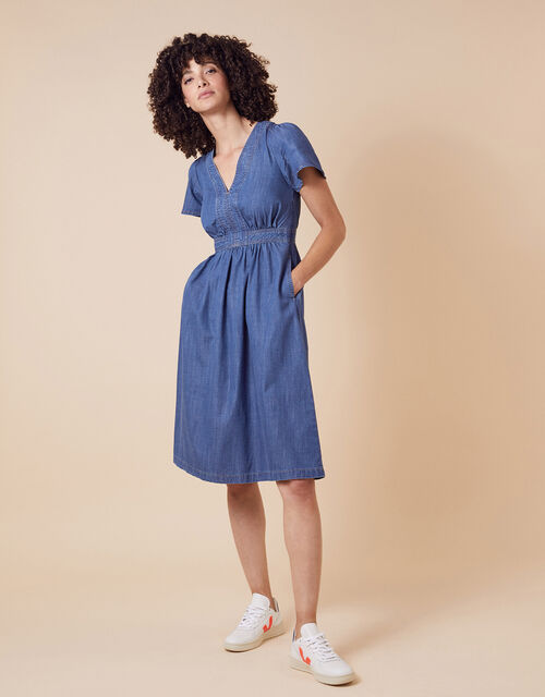 Denim Midi Dress in LENZING™ TENCEL™, Blue (DENIM BLUE), large