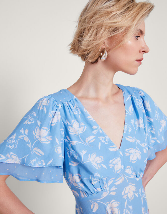 Simone Tiered Ruffle Dress, Blue (BLUE), large