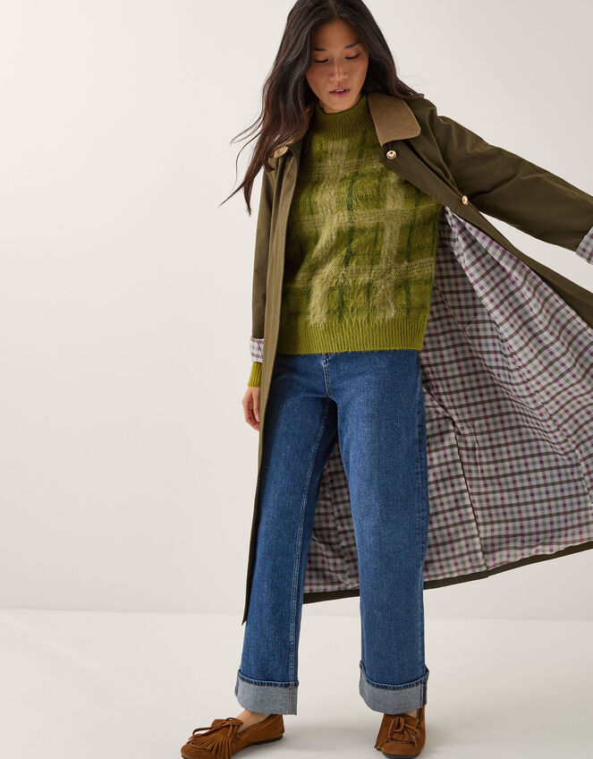 Cleo Brushed Check Print Jumper, Green (GREEN), large