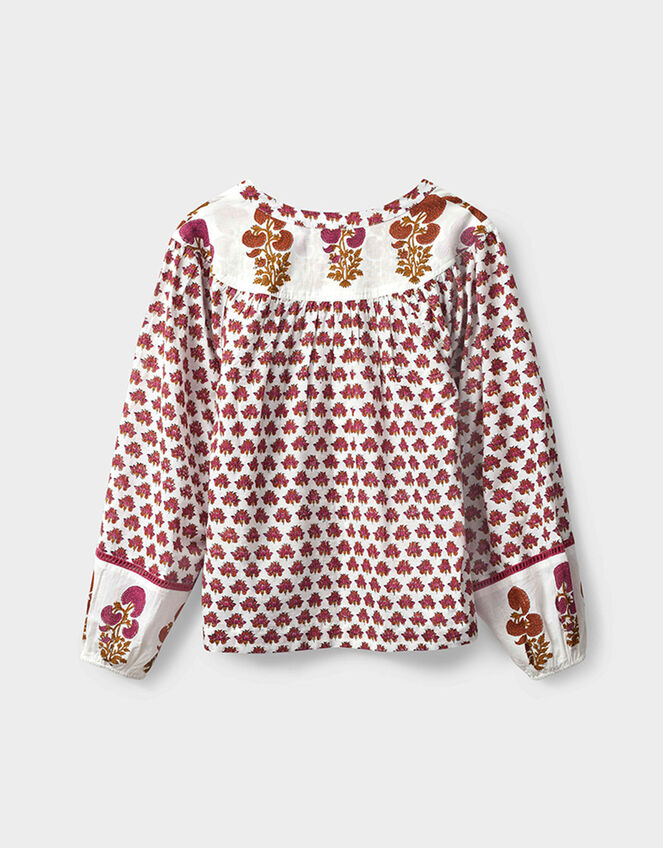 East Karmen Hand Woodblock Cotton Top, Pink (PINK), large