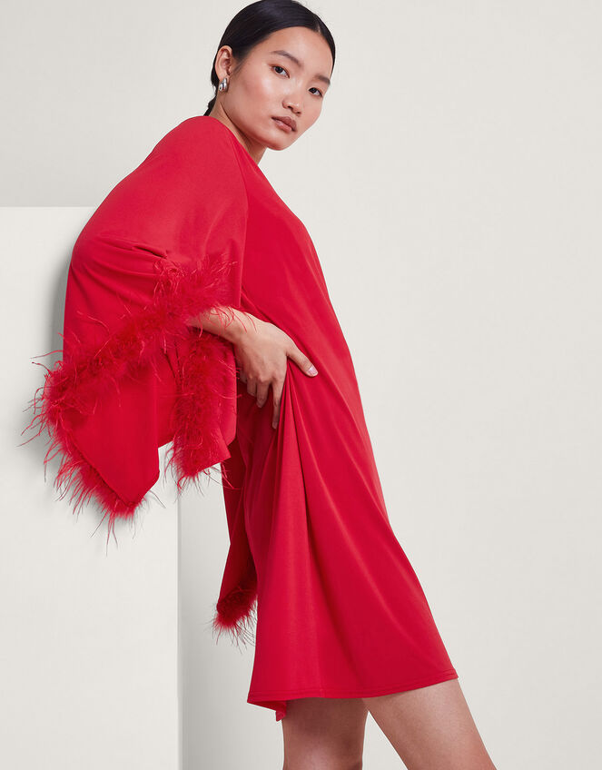 Fi Feather Tunic Dress, Red (RED), large