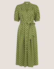 Kasey Polka Dot Jersey Midi Dress, Green (GREEN), large