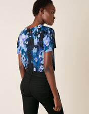 Mason Blur Print Top, Blue (BLUE), large