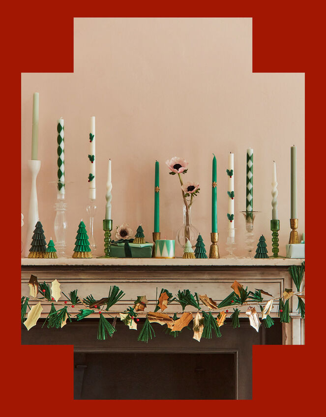 Meri Meri 2-Pack Holly Christmas Taper Candles, , large