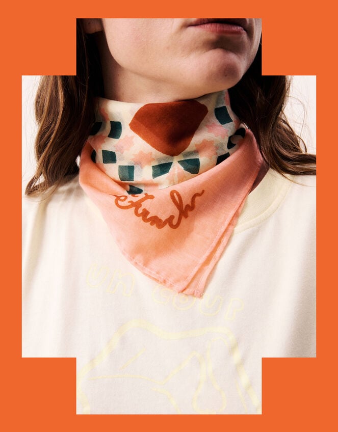 FRNCH Yumbilla Print Square Cotton Scarf, , large