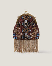 Adela Gemstone Embellished Tassel Purse, , large