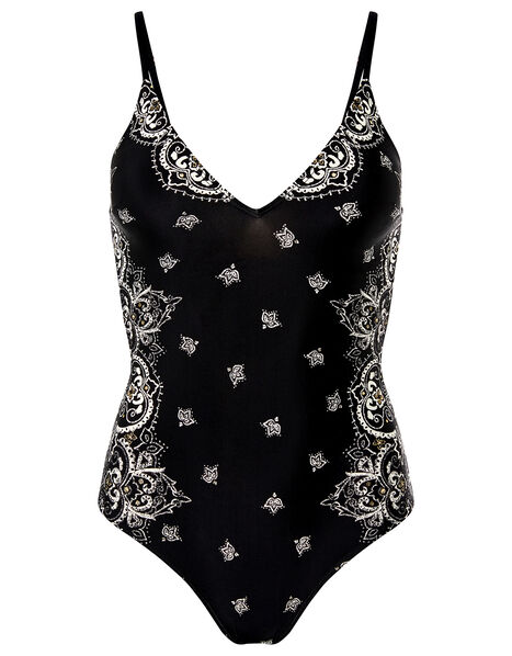 Gem Print Swimsuit with Recycled Fabric Black, Black (BLACK), large