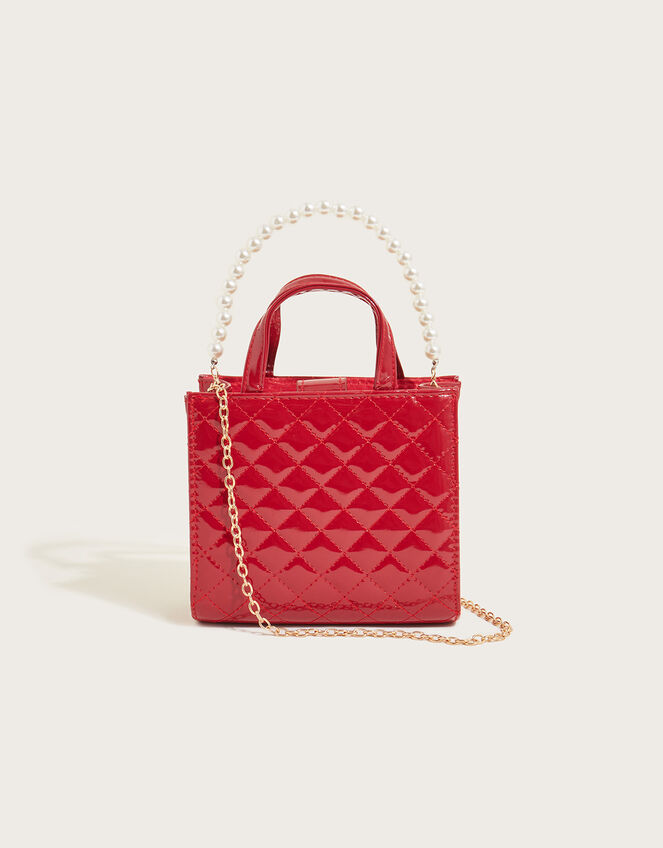 Quilted Patent Mini Tote Bag, , large