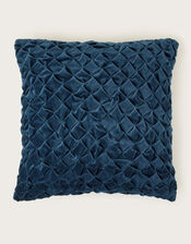 Quilted Velvet Cushion, Blue (NAVY), large