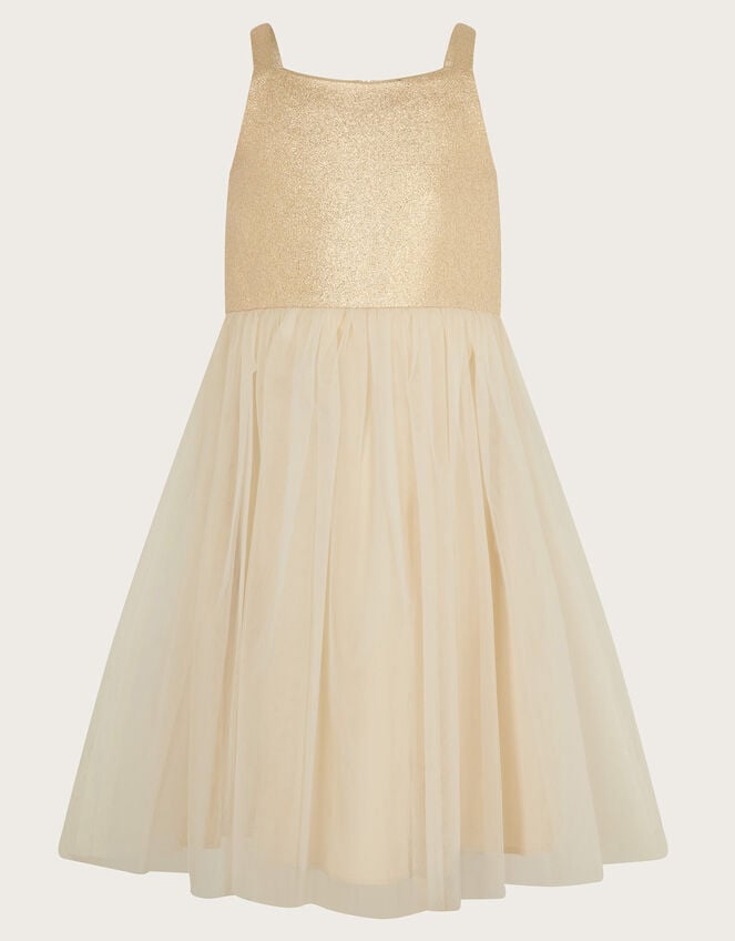 2-in-1 Detachable Ruffle Skirt Dress, Gold (GOLD), large