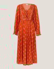 Amaya Floral Print Midi Dress, Orange (ORANGE), large