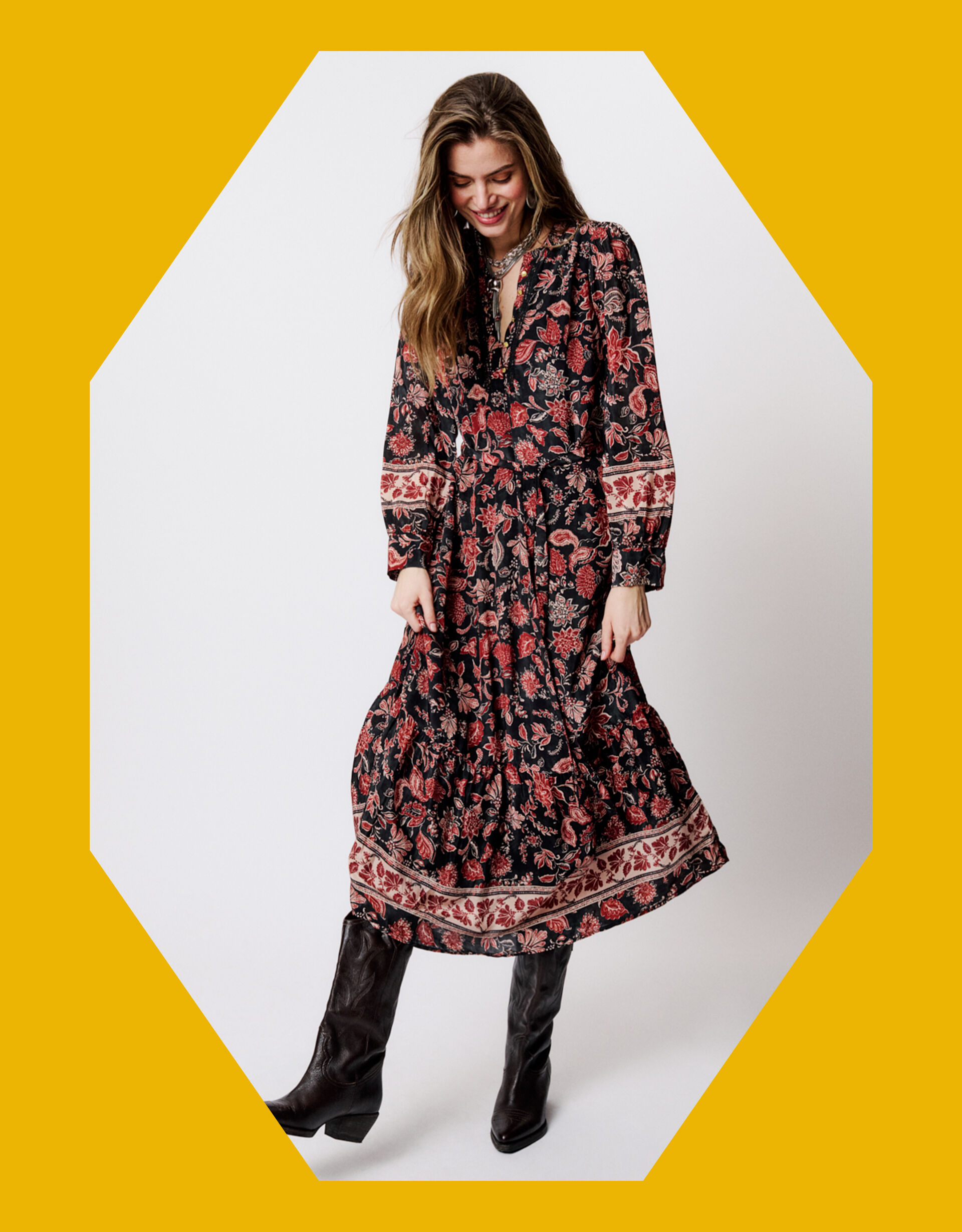 Moliin Scout Floral Print Midi Dress Multi