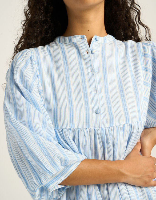 Petite Mendigote Rigo Stripe Shirt Midi Dress, Blue (BLUE), large