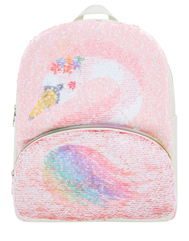 Reversible Flamingo and Swan Backpack, , large