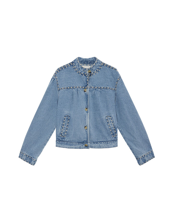 Maison Hotel Embroidered Denim Jacket, Blue (PALE BLUE), large