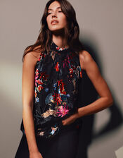 Carena Crane Devore Top, Black (BLACK), large