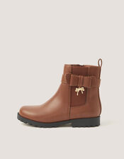 Bow Patent Chelsea Boot School Shoes, Tan (TAN), large