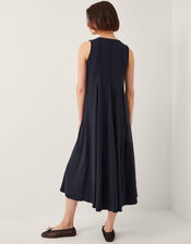 Tate Embroidered Trim Jersey Midi Dress, Blue (NAVY), large