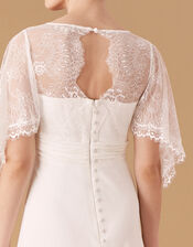 Linda Lace Angel Sleeve Bridal Dress, Ivory (IVORY), large