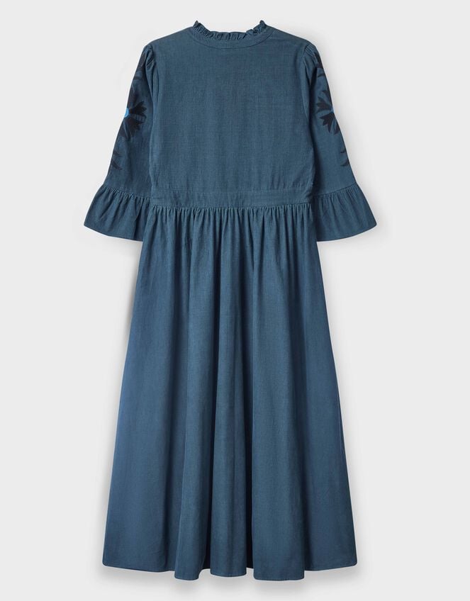 East Odelia Embroidered Corduroy Maxi Dress, Blue (NAVY), large