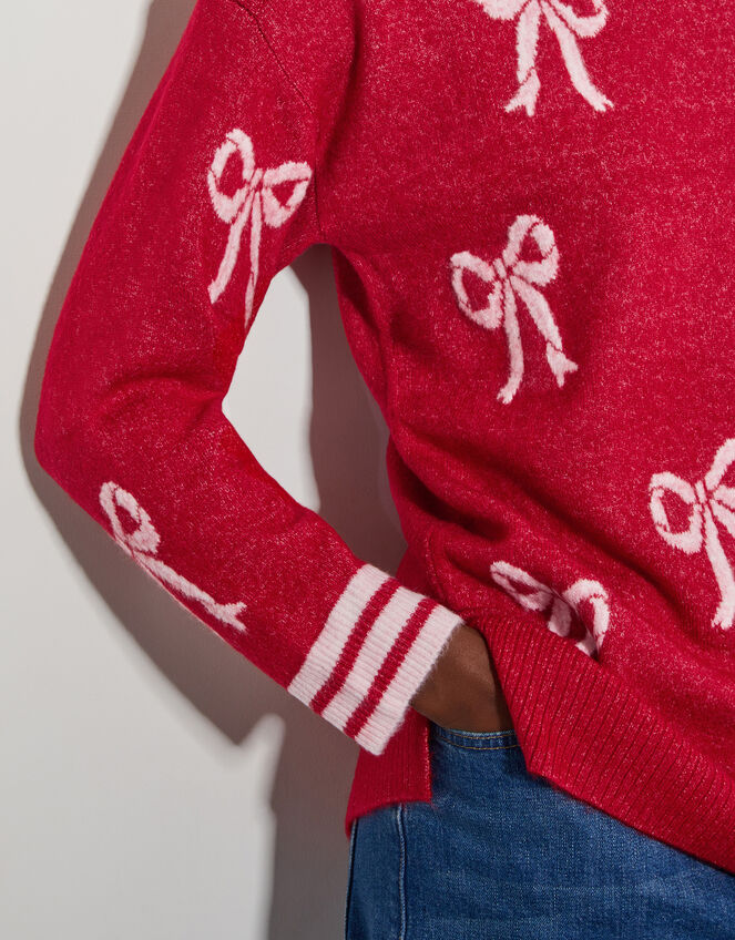 Mia Mini Bow Knit Jumper, Red (RED), large