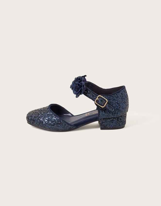 Corsage Glitter Heels , Blue (NAVY), large