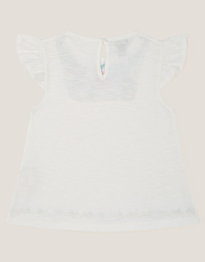 Embroidered Yoke Butterfly T-Shirt, White (WHITE), large
