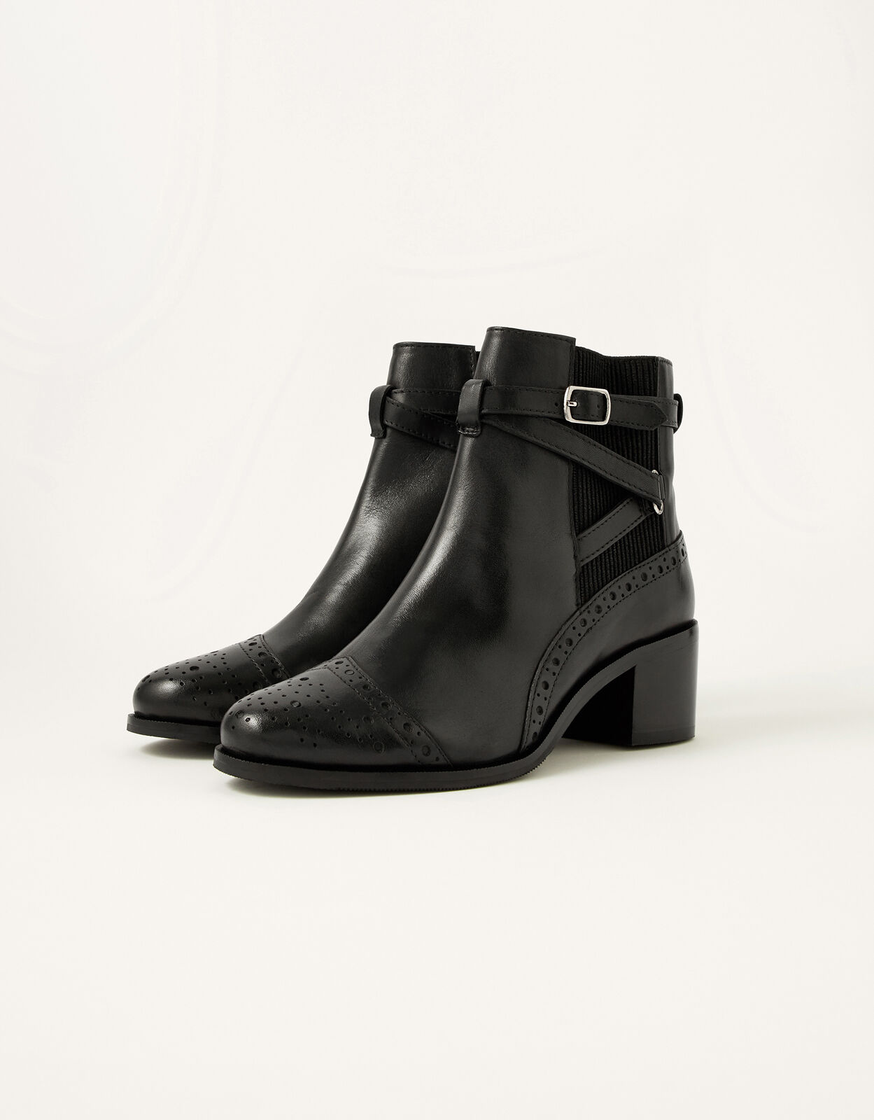 Bethan Leather Brogue Boots Black