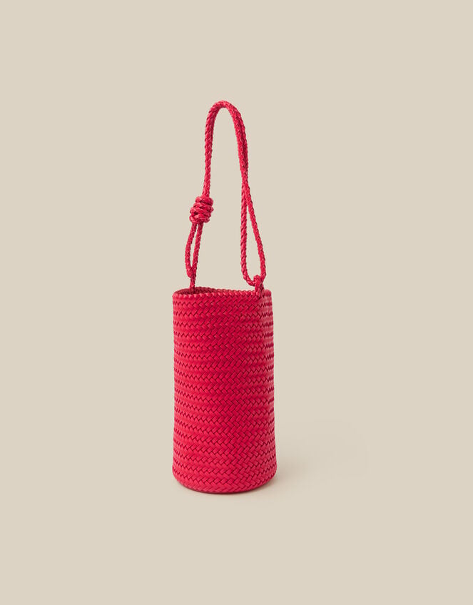 Marnie Woven Faux Leather Shoulder Bag, Red (RED), large