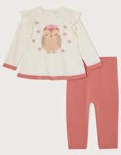 Baby Owl Knitted Top and Legging Set, Ivory (IVORY), large