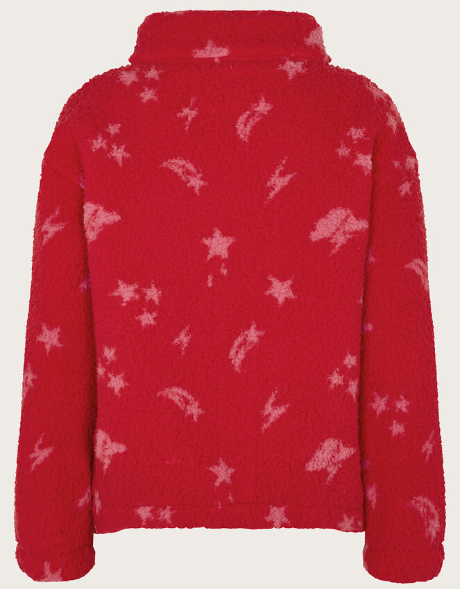 Star Print Teddy Fleece, Red (RED), large