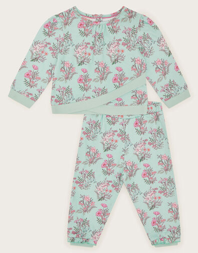 Baby Floral Sweat Top and Leggings Set, Blue (BLUE), large