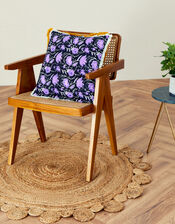 Woodblock Print Fringe Cushion, , large
