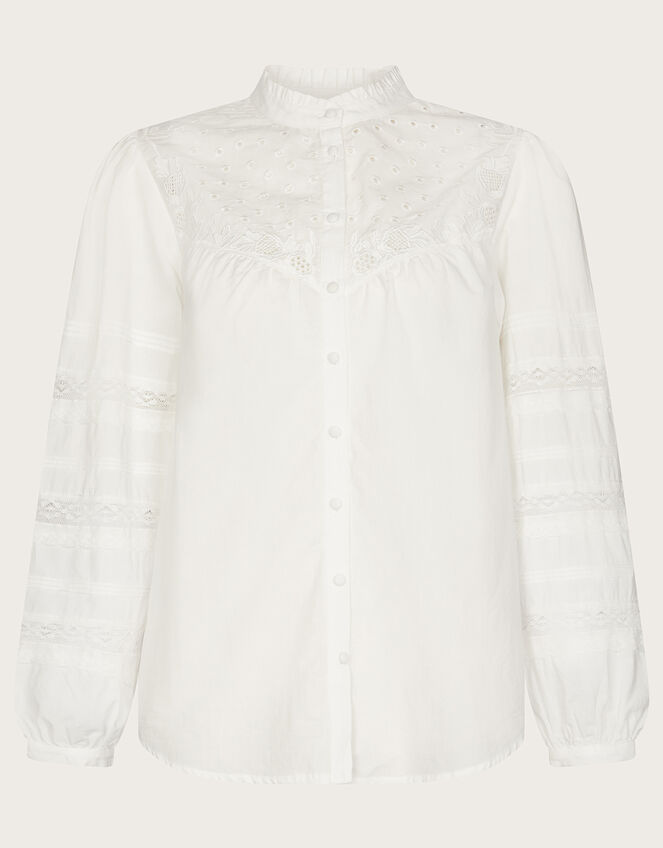 Bronwyn Broderie Pintuck Embroidered Blouse White | Tops & T-shirts ...