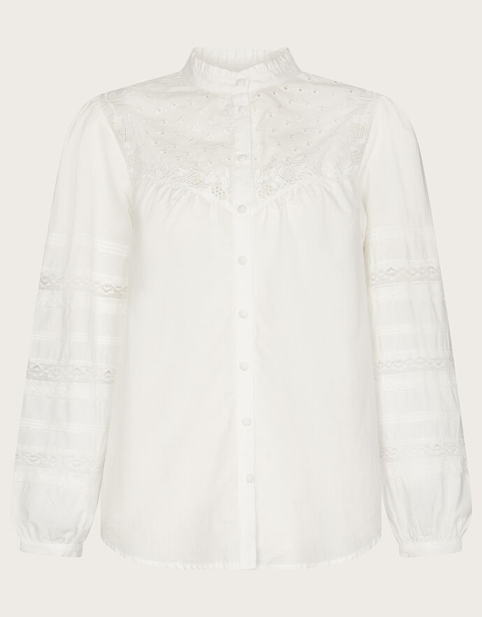 Bronwyn Broderie Pintuck Embroidered Blouse White Tops & Tshirts