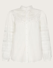 Bronwyn Broderie Pintuck Embroidered Blouse, White (WHITE), large