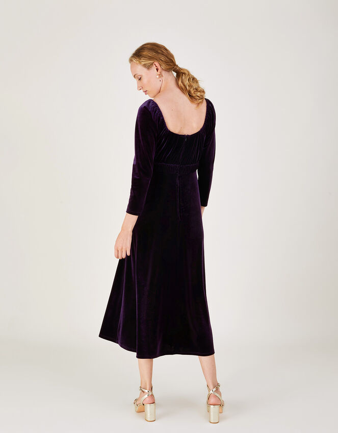 Sara Velvet Midi Dress, Purple (PURPLE), large