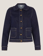 Sadie Frill Denim Jacket, Blue (INDIGO), large