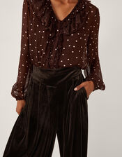 Victoria Velvet Harem Trousers, Brown (CHOCOLATE), large