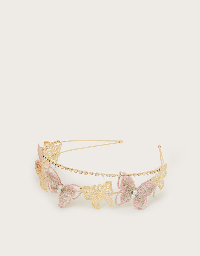 Diamante Butterfly Metal Headband, , large