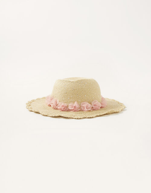 Florrie Corsage Floppy Hat, Natural (NATURAL), large
