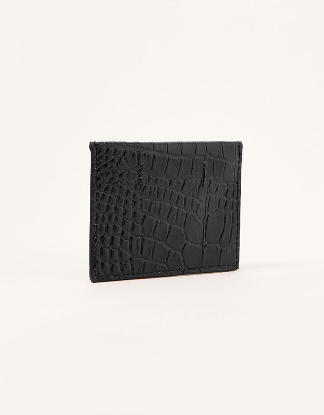 Croc Effect Leather Cardholder, , large