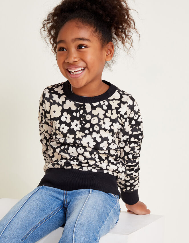 Floral Jersey Jumper, Black (BLACK), large