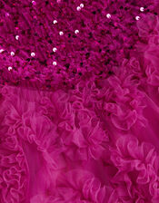 Cora Sequin Ruffle Party Dress, Pink (MAGENTA), large