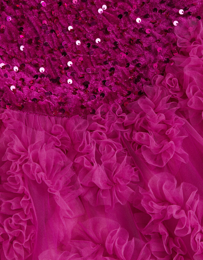 Cora Sequin Ruffle Party Dress, Pink (MAGENTA), large