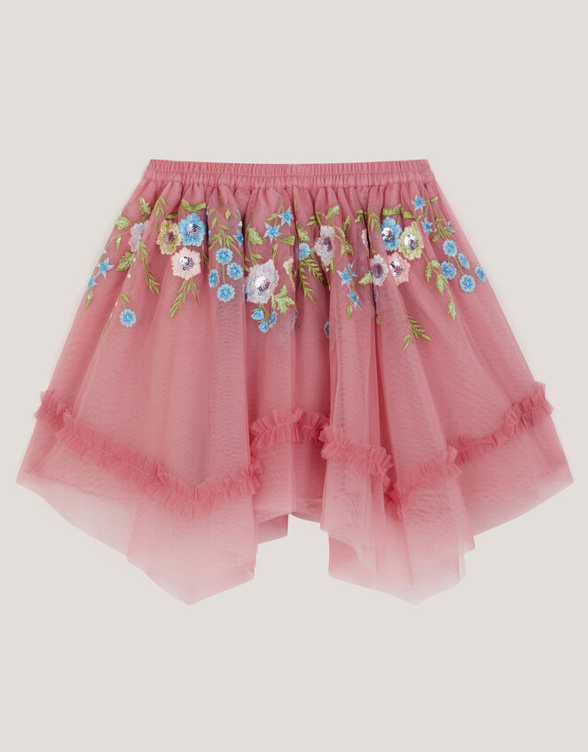 Kristi Floral Embellished Tulle Skirt, Pink (DUSKY PINK), large