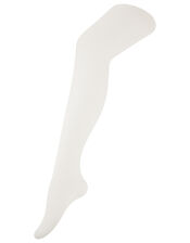 Girls' Diamond Butterfly Plush Tights, Ivory (IVORY), large