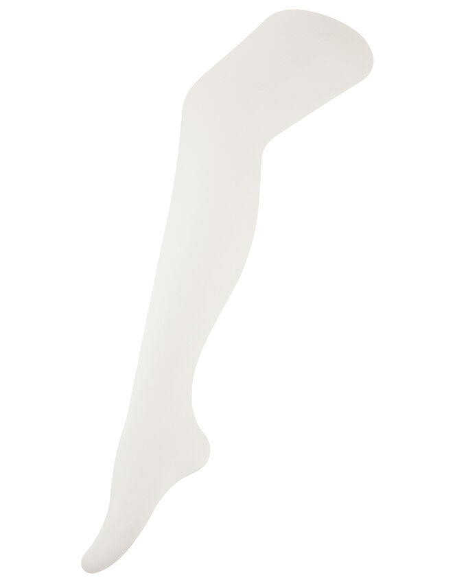 Girls' Diamond Butterfly Plush Tights, Ivory (IVORY), large