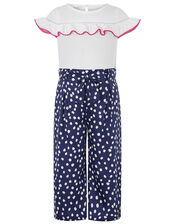 Serenity T-shirt and Spotty Culotte Set, Blue (NAVY), large